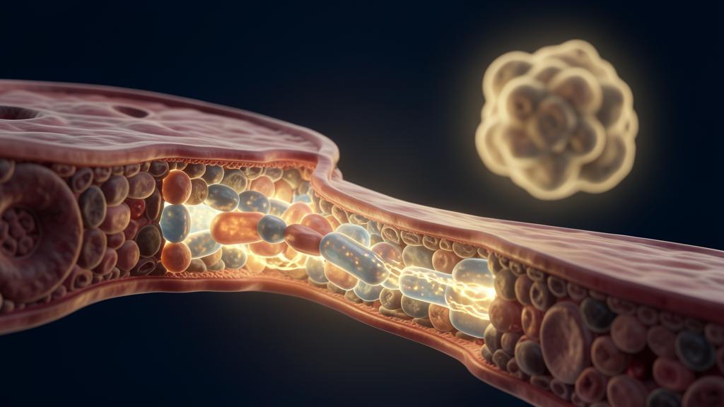 Stylized cross-section of a cerebral microvessel with tight-junction proteins forming a luminous gate between blood and brain