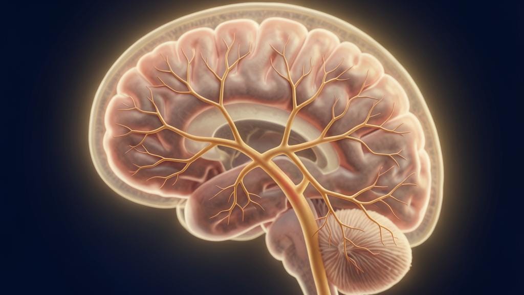 Stylized illustration of Perforator Territory Infarction Doubles 90-Day Disability Odds After LVO Thrombectomy.